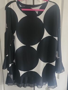 Alfani Black & White Polka-Dot Long-Sleeve Tunic